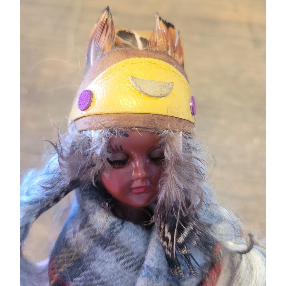 Vintage Carlson Doll • Plaid Wool Fur Figure • Mid-Century Folk Art Ornament